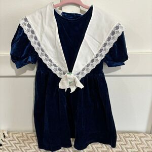 Vintage Harold Square Girls Blue Velvet Dress